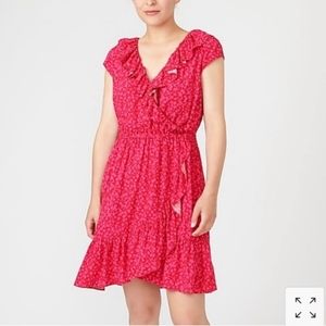 J. Crew Floral Print V Neck Ruffle Dress